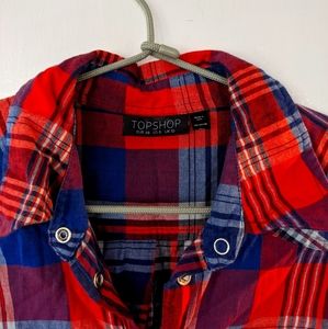 100% cotton plaid snap shirt